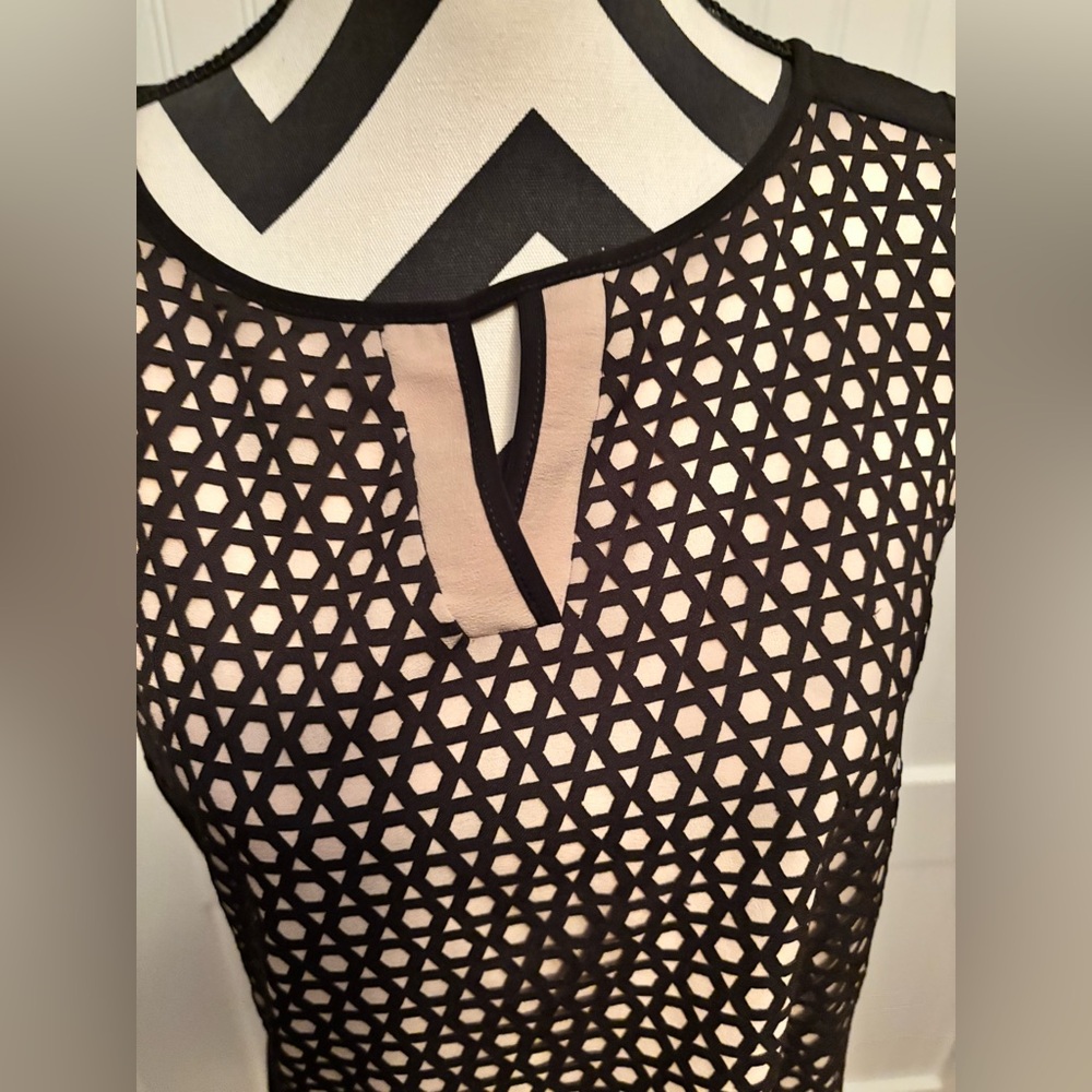 Black Laser-Cut Sleeveless Camisole with Nude Lining